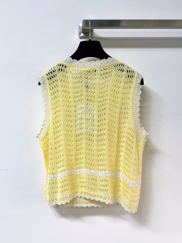Gilet Chanel jaune en coton nitrile 278195
