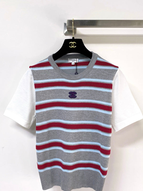 T-shirt manches courtes Chanel gris en Acrylique 287140