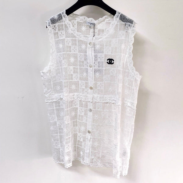 Gilet Chanel Blanc en Coton Nitrile 287128