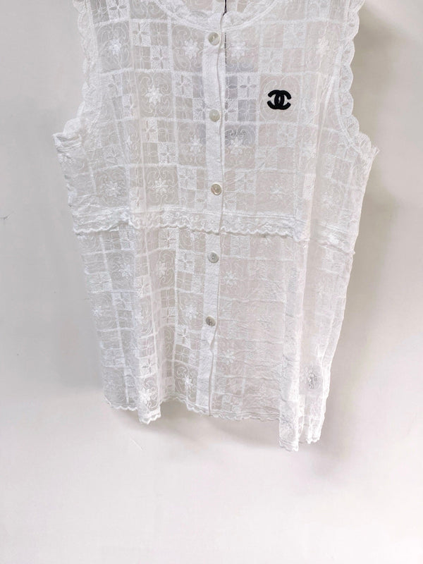 Gilet Chanel Blanc en Coton Nitrile 287128