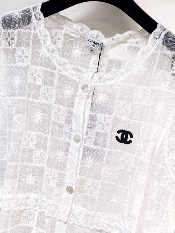 Gilet Chanel Blanc en Coton Nitrile 287128