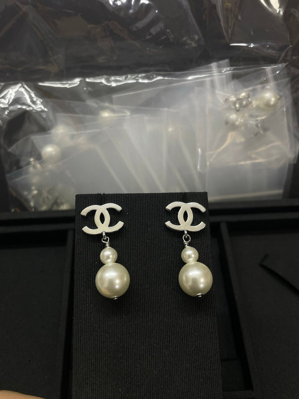 Chanel Double C Gourd Pearl Earrings