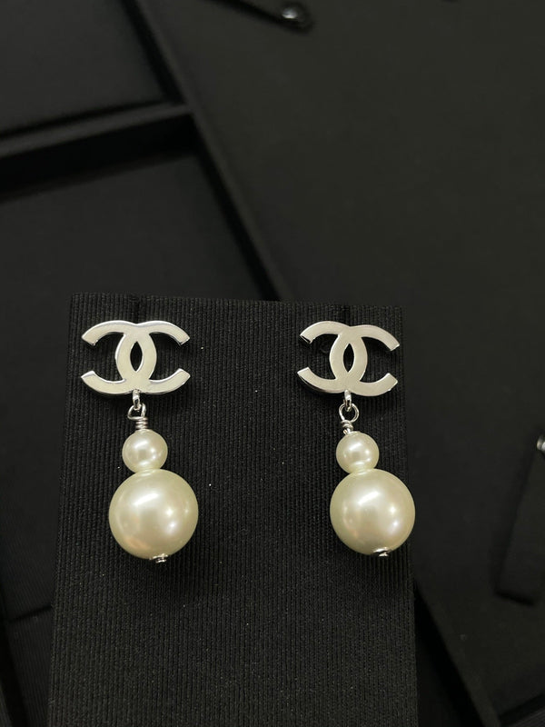 Chanel Double C Gourd Pearl Earrings