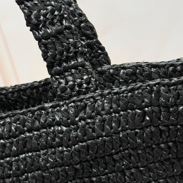 YSL Tote Bag 50cm Black in Raffia 285707