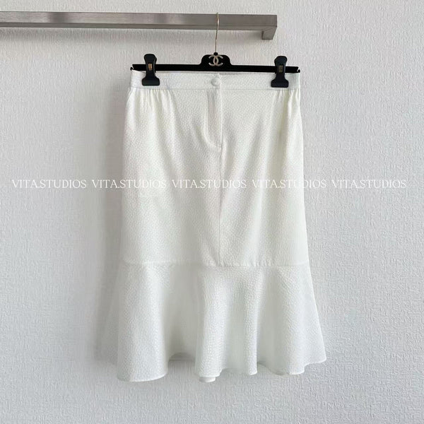 Jupe sirène Chanel 26 blanc en soie 298864
