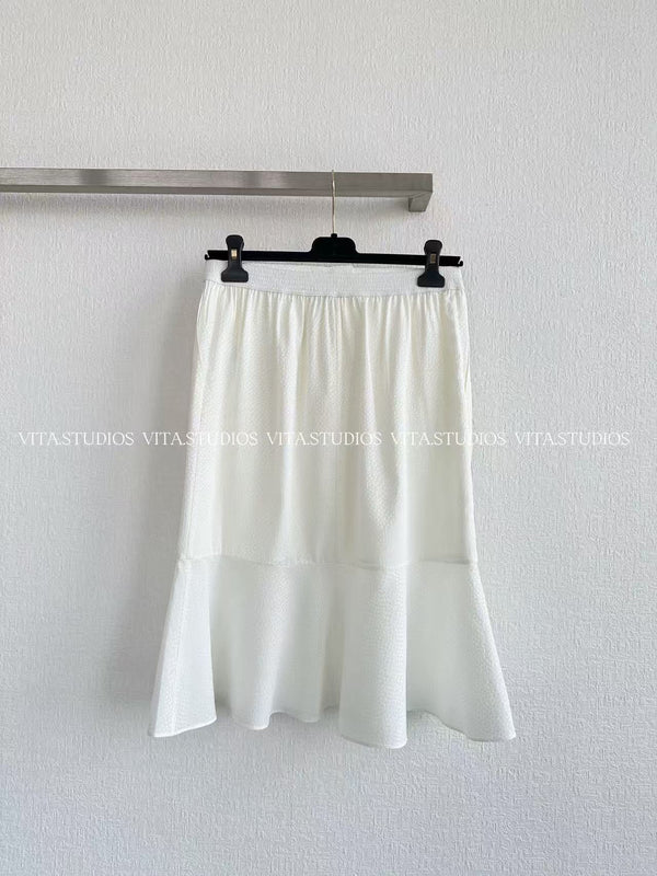 Jupe sirène Chanel 26 blanc en soie 298864