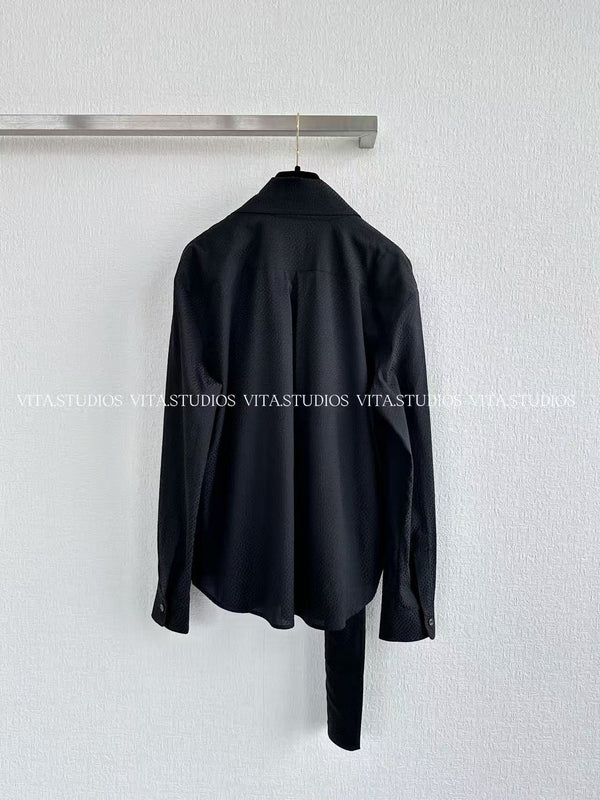 Chanel 26 Jacquard Shirt Black in Silk 298863