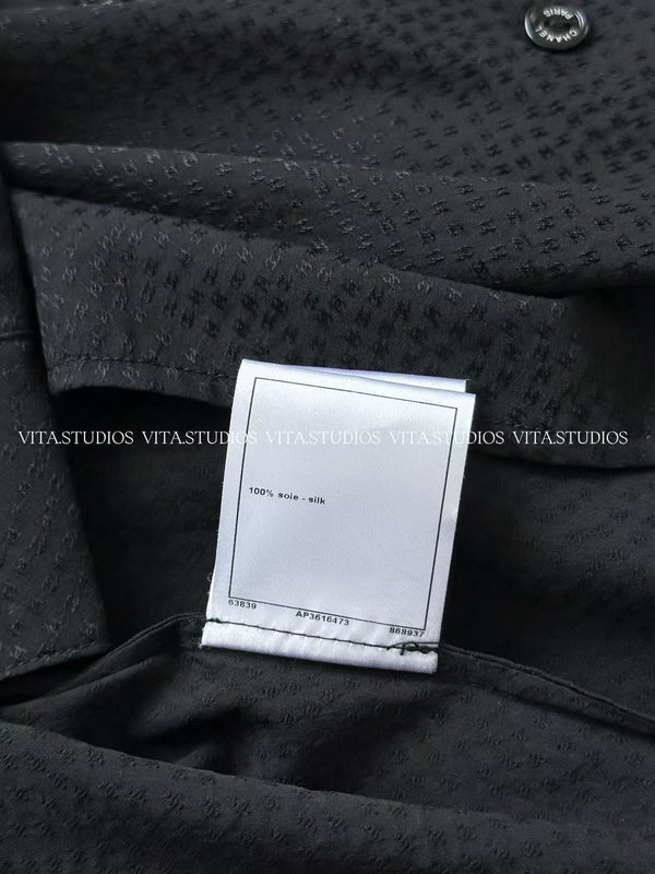 Chanel 26 Jacquard Shirt Black in Silk 298863