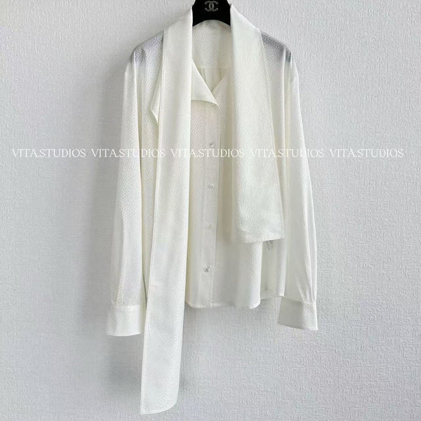 Chanel 26 Jacquard Shirt White in Silk 298862
