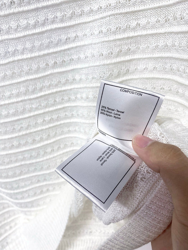 T-shirt Chanel à manches courtes blanc en laine 305895