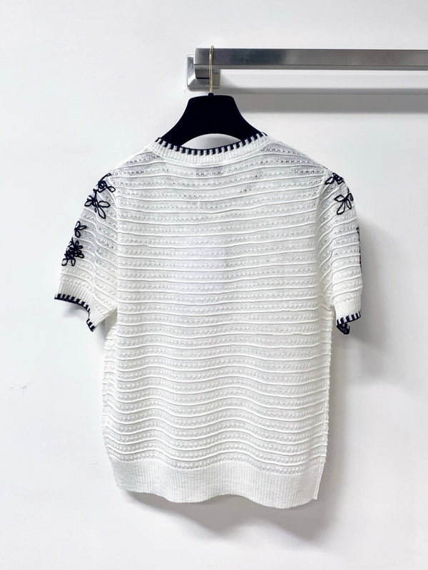 T-shirt Chanel à manches courtes blanc en laine 305895