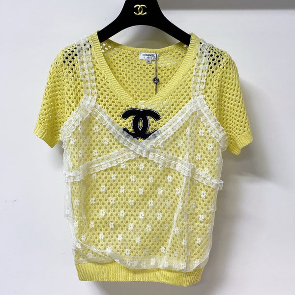 Chanel Short-Sleeve T-Shirt Yellow in Wool 305817