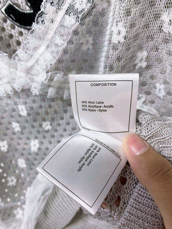 T-shirt Chanel à manches courtes gris en laine 305816