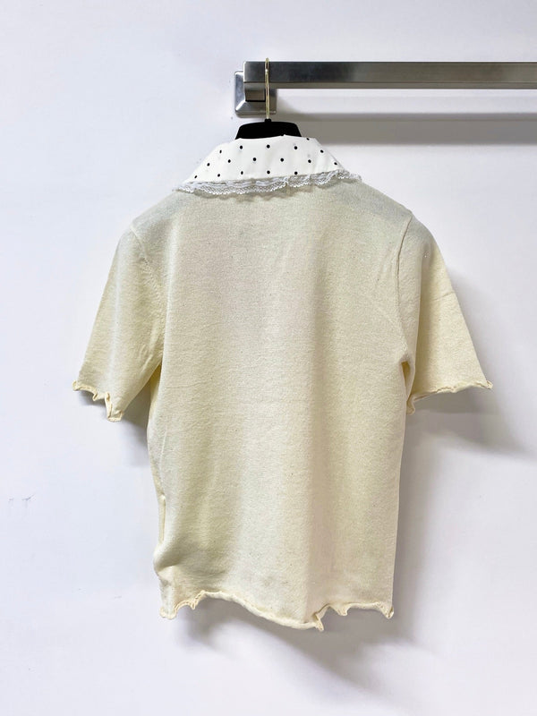 Miu Miu Short-Sleeve T-Shirt Cream in Tencel 305838
