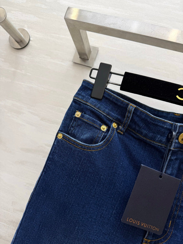 LV 26 Retro Deep Indigo Flared Jeans in Denim 308314