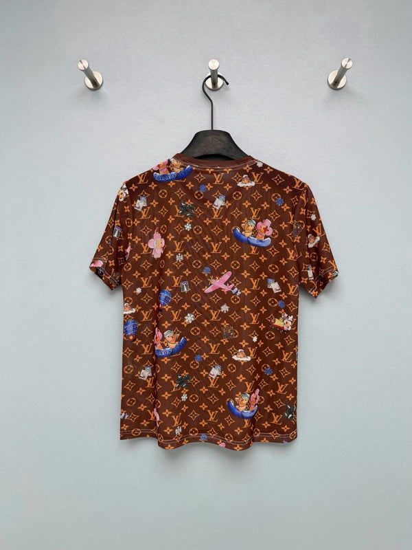 LV 26 Monogram Mesh Short-Sleeve Top Brown in Cotton 371757