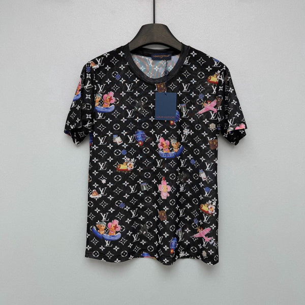 LV 26 Monogram Mesh Short-Sleeve Top Black in Cotton 371744