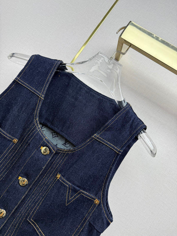 LV 26SS Vest Dress Dark Blue In Cotton 367731