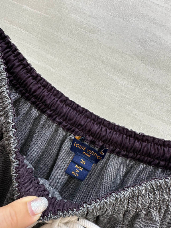 LV Drawstring Tiered Skirt Grey In Wool  367334