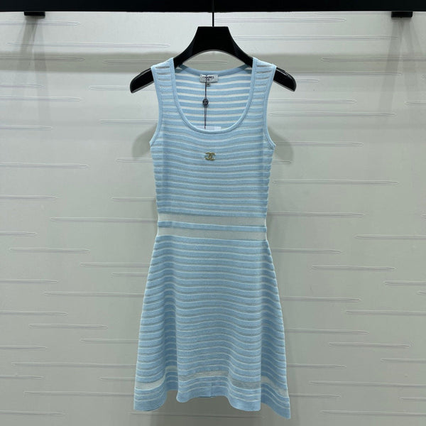 Robe Gilet Chanel Bleue en Polyester 373117