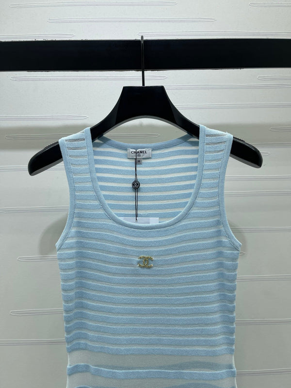 Robe Gilet Chanel Bleue en Polyester 373117