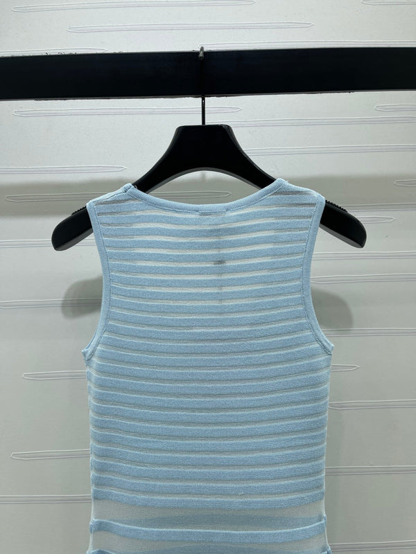 Robe Gilet Chanel Bleue en Polyester 373117