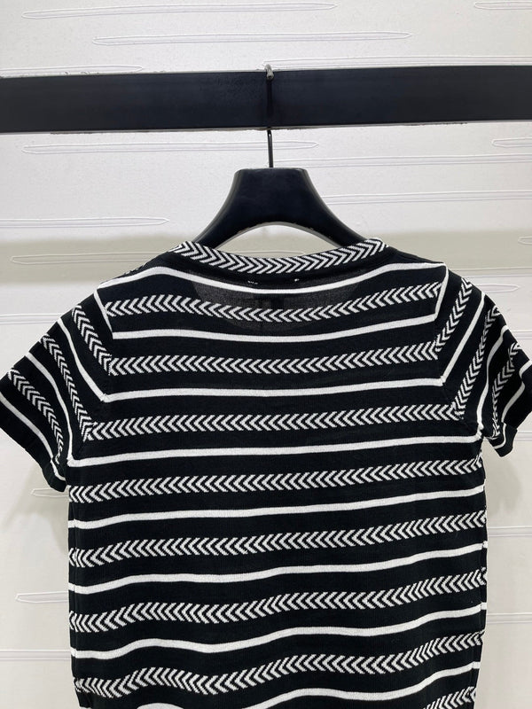 Haut à manches courtes Chanel 26 noir en coton nitrilé 373098