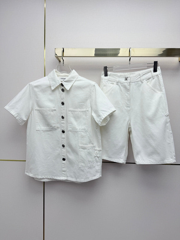 Chanel 26 Short Jeans White in Cotton 367723