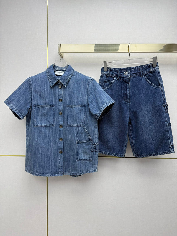Chanel 26 Short Jeans Blue in Cotton 367720