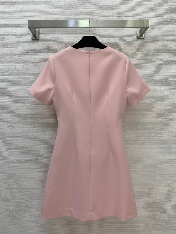 chanel slim-fit round neck short-sleeved dress in polyester 367147