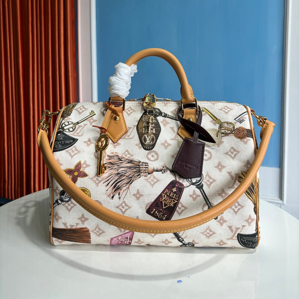 LV Getaway Speedy Soft 30 Crafty White in Canvas