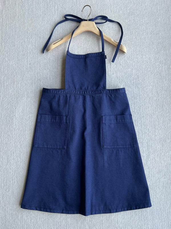 Miu Miu Apron-Style Tie-Waist Dress Blue in Cotton 372502