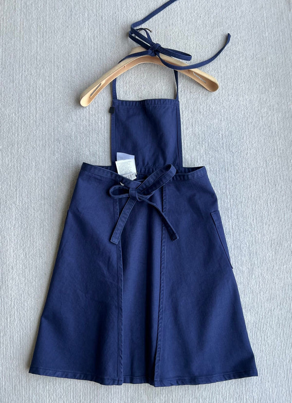 Miu Miu Apron-Style Tie-Waist Dress Blue in Cotton 372502