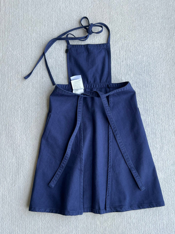 Miu Miu Apron-Style Tie-Waist Dress Blue in Cotton 372502