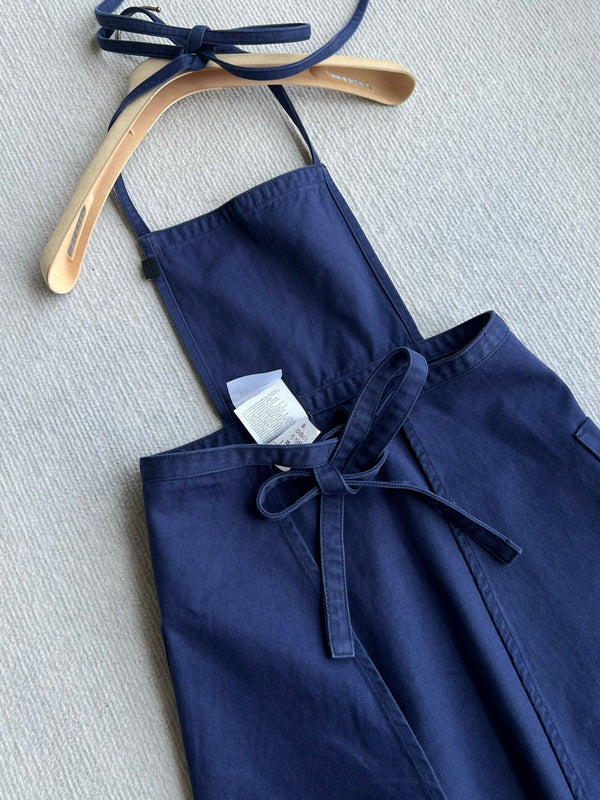 Miu Miu Apron-Style Tie-Waist Dress Blue in Cotton 372502