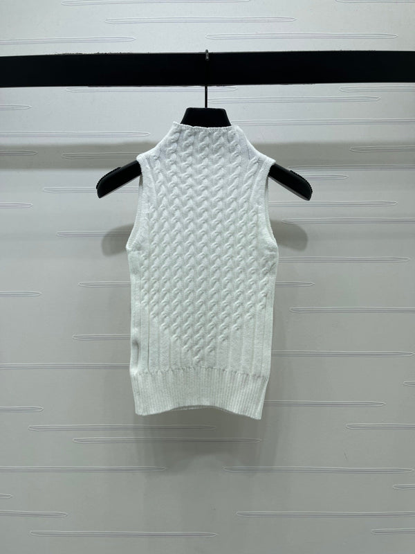 Miu Miu 26 Heavy-duty Cable Sleeveless Vest White in Wool 366351