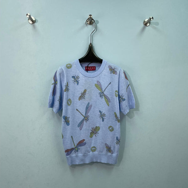 Gucci Short-sleeve Top Blue in Wool 324536