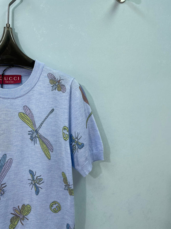Gucci Short-sleeve Top Blue in Wool 324536