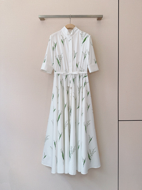 Dior Valley Print Shirt Dress White in Cotton 374089