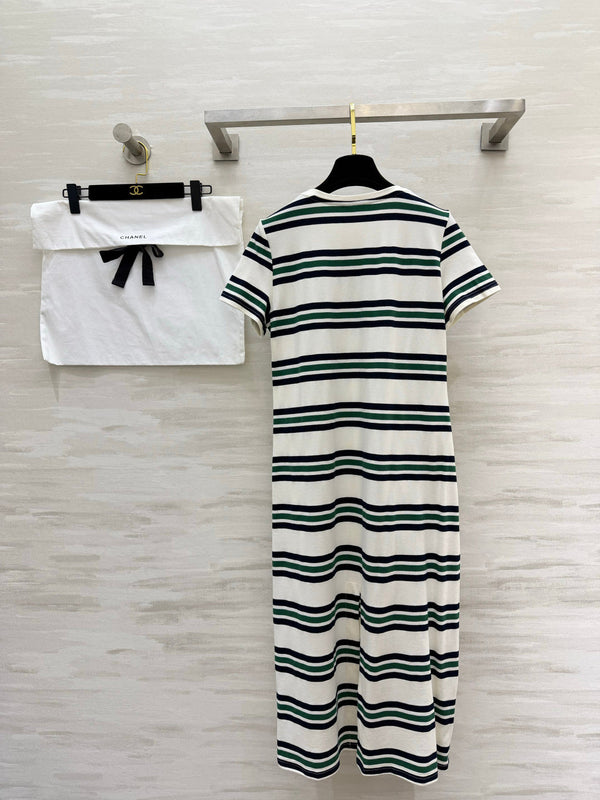 Chanel Striped T-shirt Dress White in Pure Cotton 375550