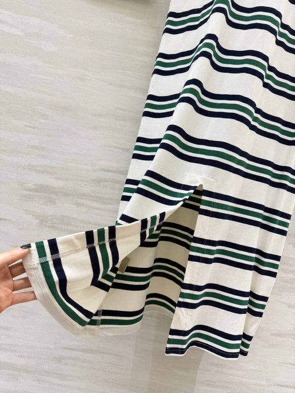 Chanel Striped T-shirt Dress White in Pure Cotton 375550