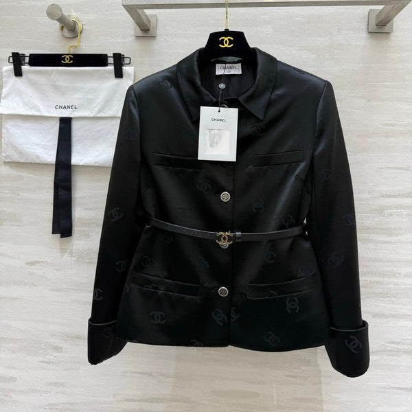 Chanel Double C Letter Jacket Black in Acetate 375499