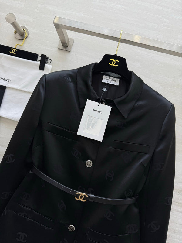 Chanel Double C Letter Jacket Black in Acetate 375499