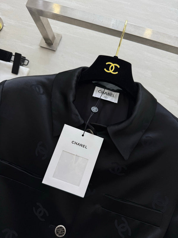 Chanel Double C Letter Jacket Black in Acetate 375499