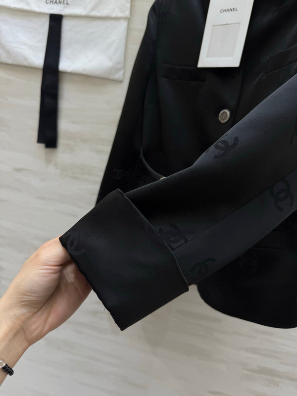 Chanel Double C Letter Jacket Black in Acetate 375499