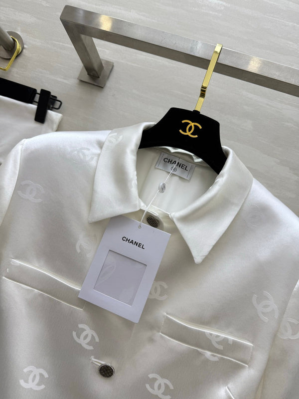 Chanel Double C Letter Jacket White in Acetate 375497