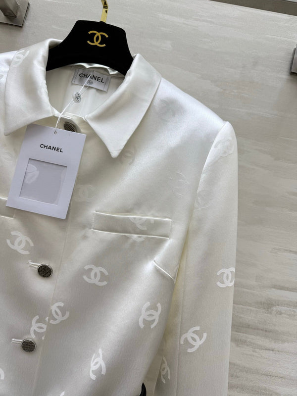 Chanel Double C Letter Jacket White in Acetate 375497