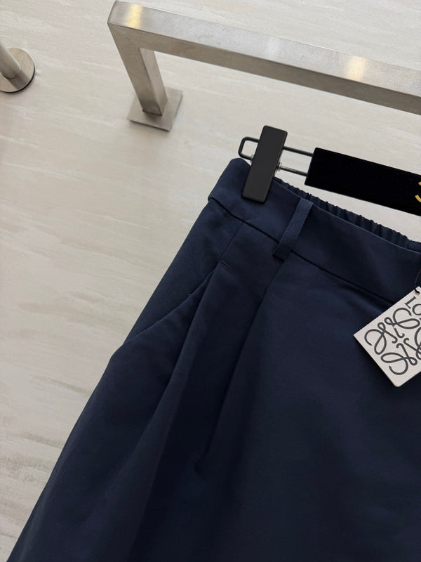 Loewe 26 Wide-Leg Cropped Pants Navy Blue in Cotton 375595