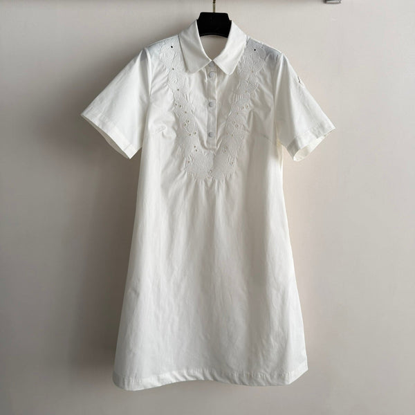 Moncler 26 Collared Shirt Dress White in Cotton 374732