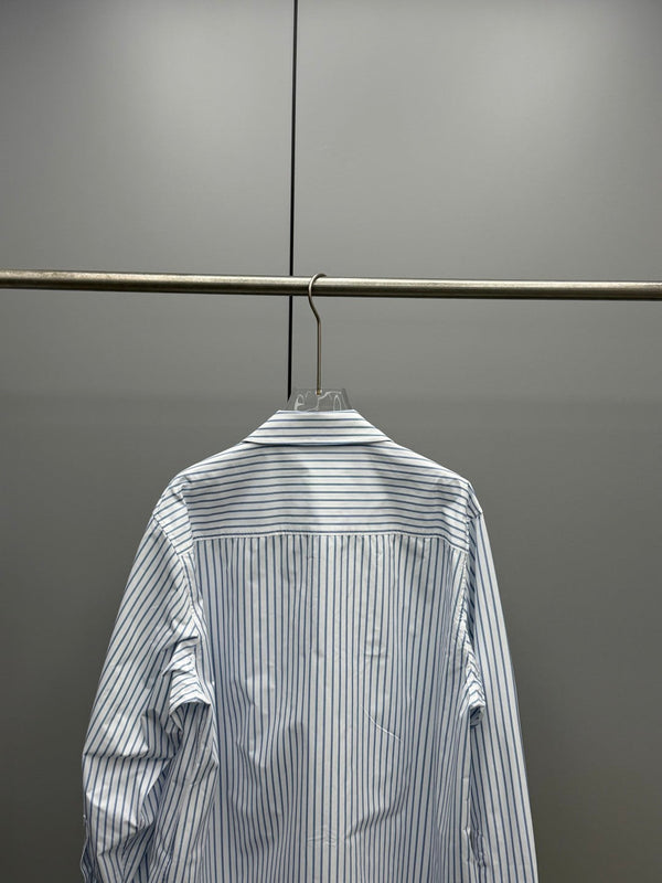 Moncler Shirt Zipper White Blue in Cotton 374675